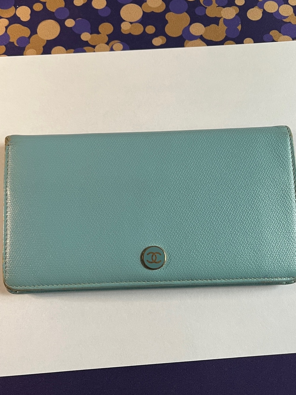 CHANEL blue leather wallet!
